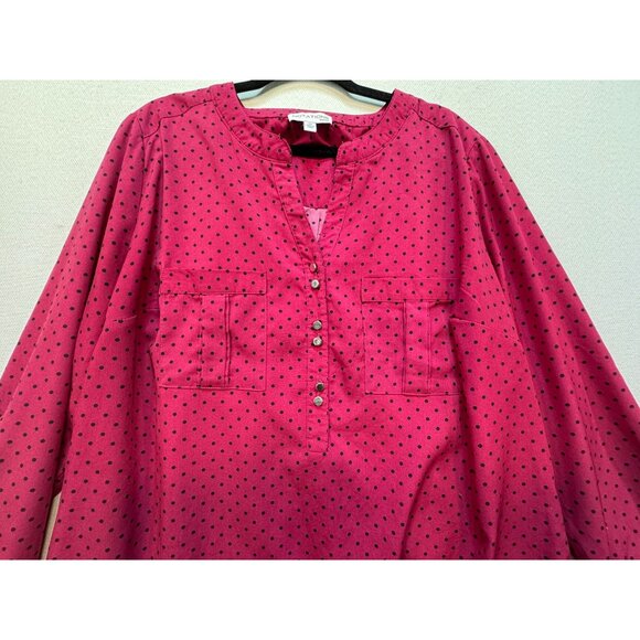 Notations Woman Long Sleeves Blouse Size 3X Pink Polka Dots Casual Pockets - Picture 5 of 12